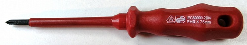 Отвёртка крестовая РН 0х75 1000В Ручной инструмент с изоляцией до 1000 В фото, изображение